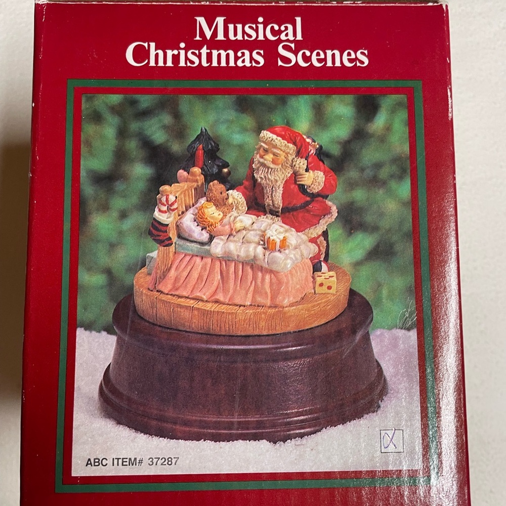 Vintage Wind-Up Musical Christmas Scenes Santa with Child